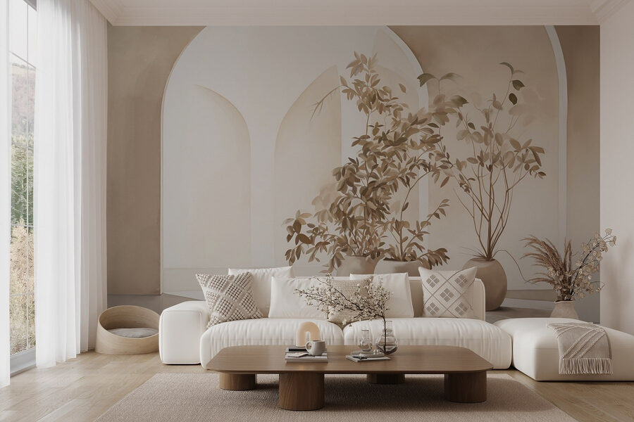Group of potted plants in a room