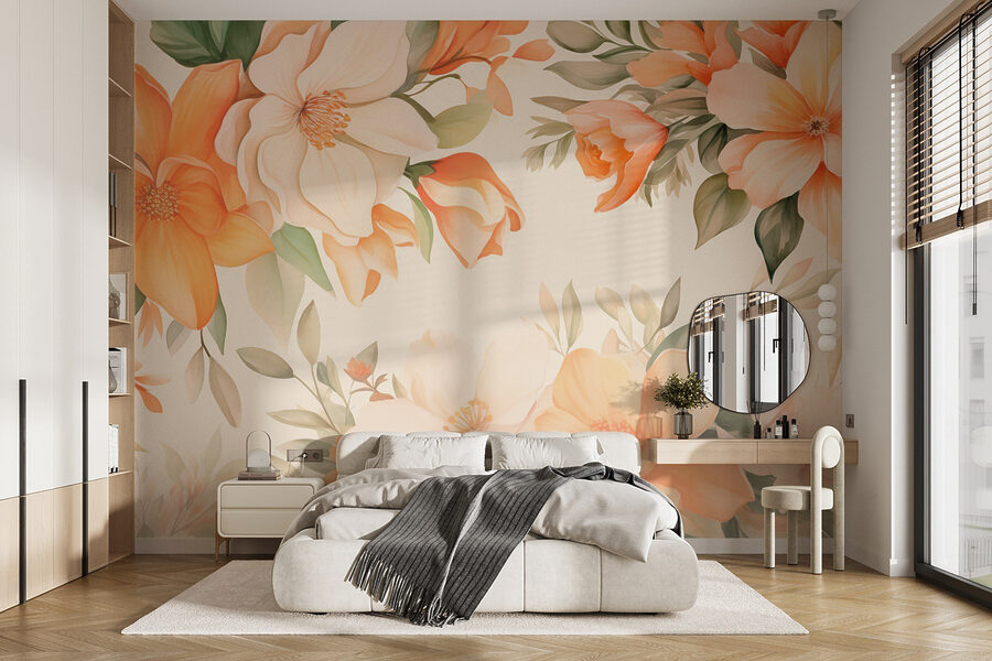 Wall murals Floral beauty in soft hues