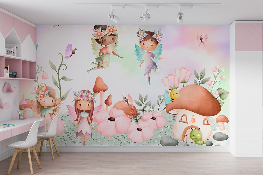 Group of fairies in a garden