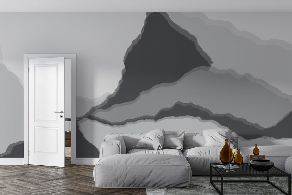 Grey and white image of a mountain Grey and white image of a mountain