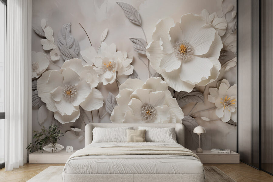 White flowers on a wall White flowers on a wall