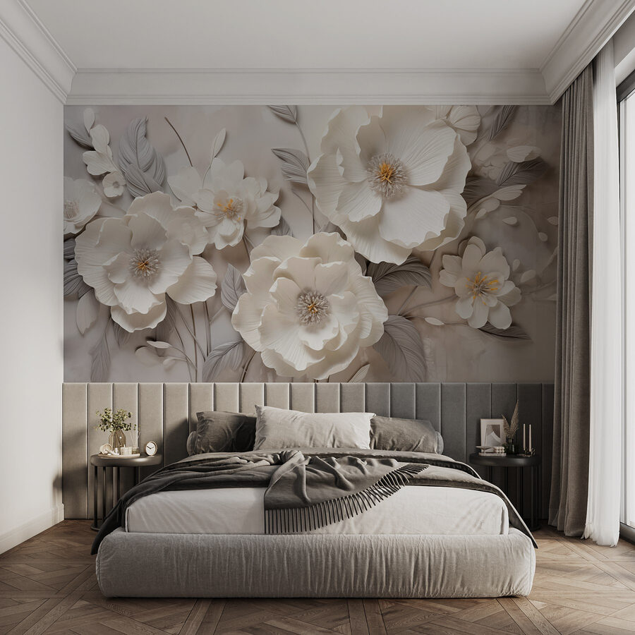 White flowers on a wall White flowers on a wall