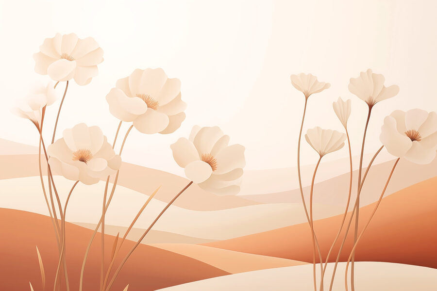 Wall murals White flowers in a desert - Image 4
