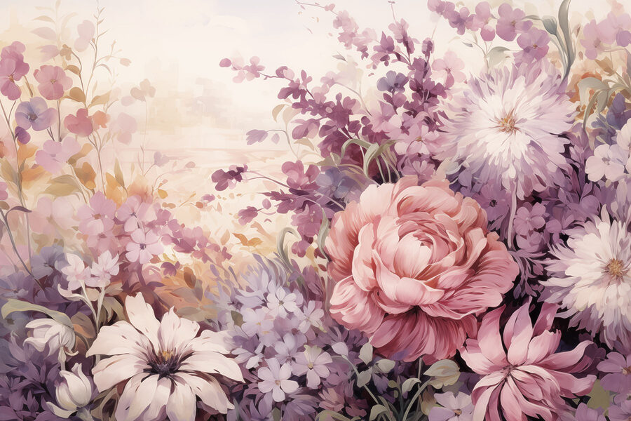 Wall murals Painting of flowers and leaves - Image 5