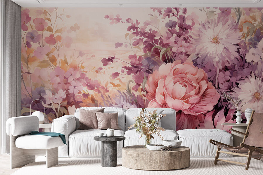 Wall murals Painting of flowers and leaves - Image 3