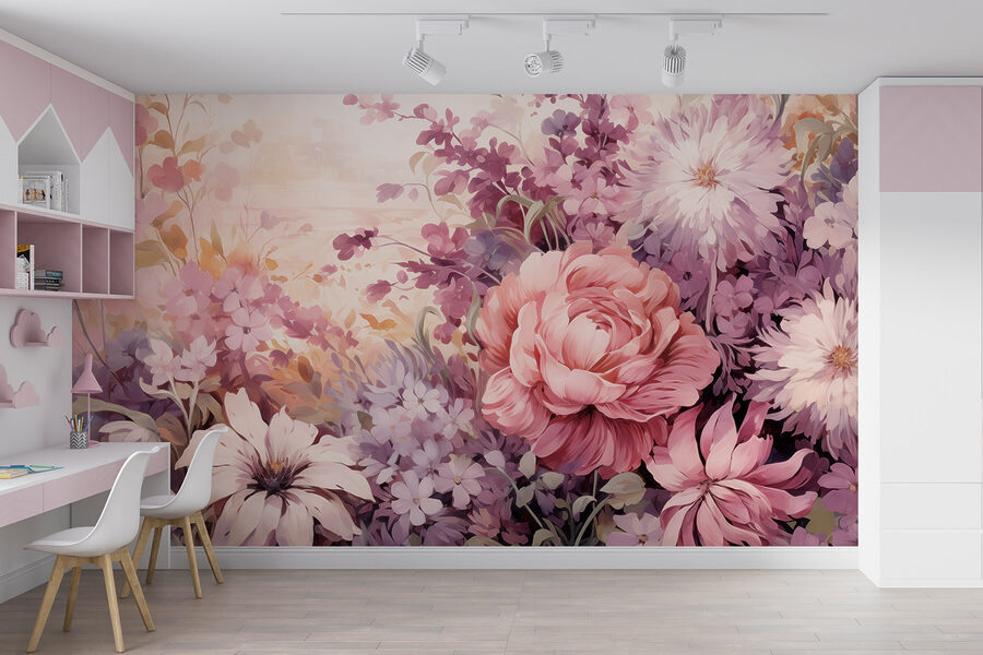 Wall murals Painting of flowers and leaves - Image 4