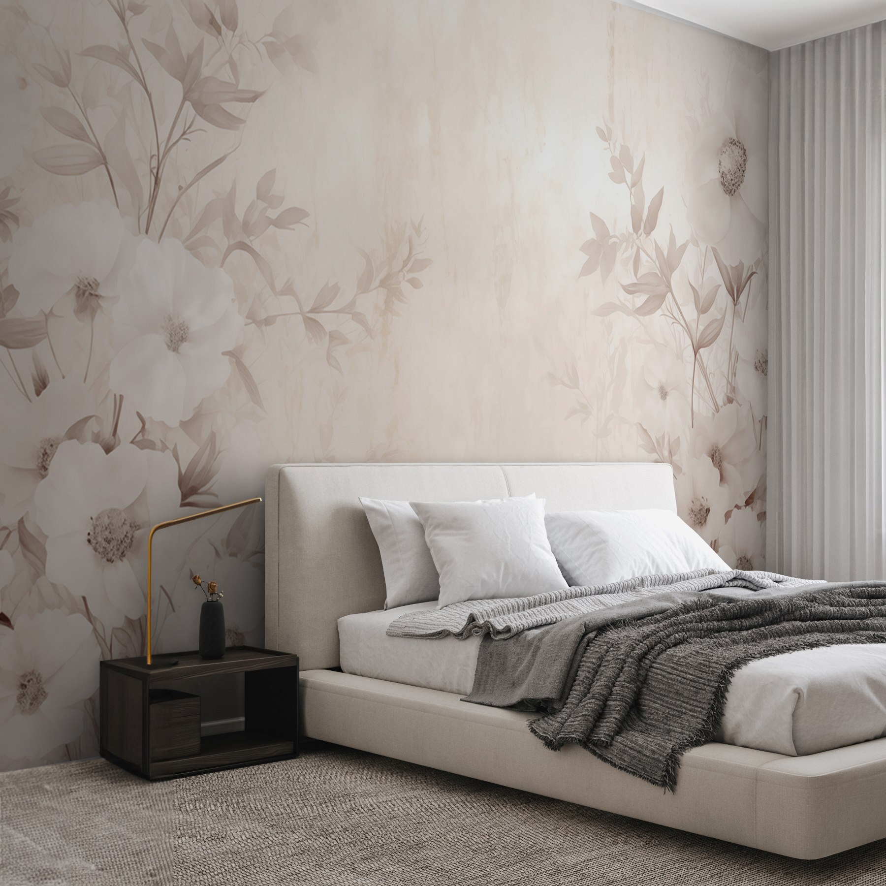 White flower pattern on a white surface