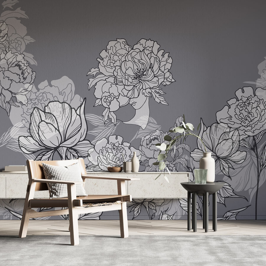 Group of flowers on a gray background