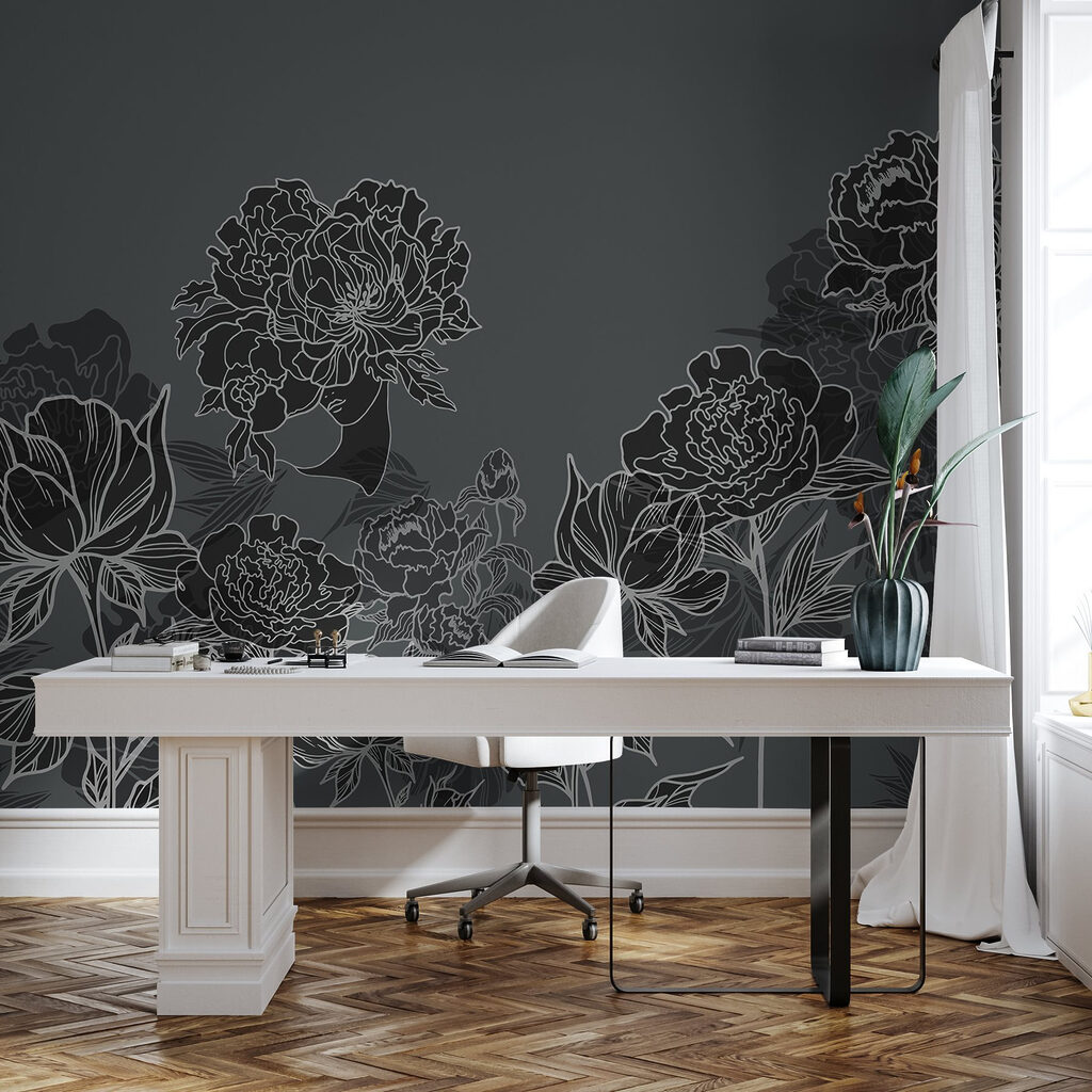 Group of flowers on a gray background Group of flowers on a gray background