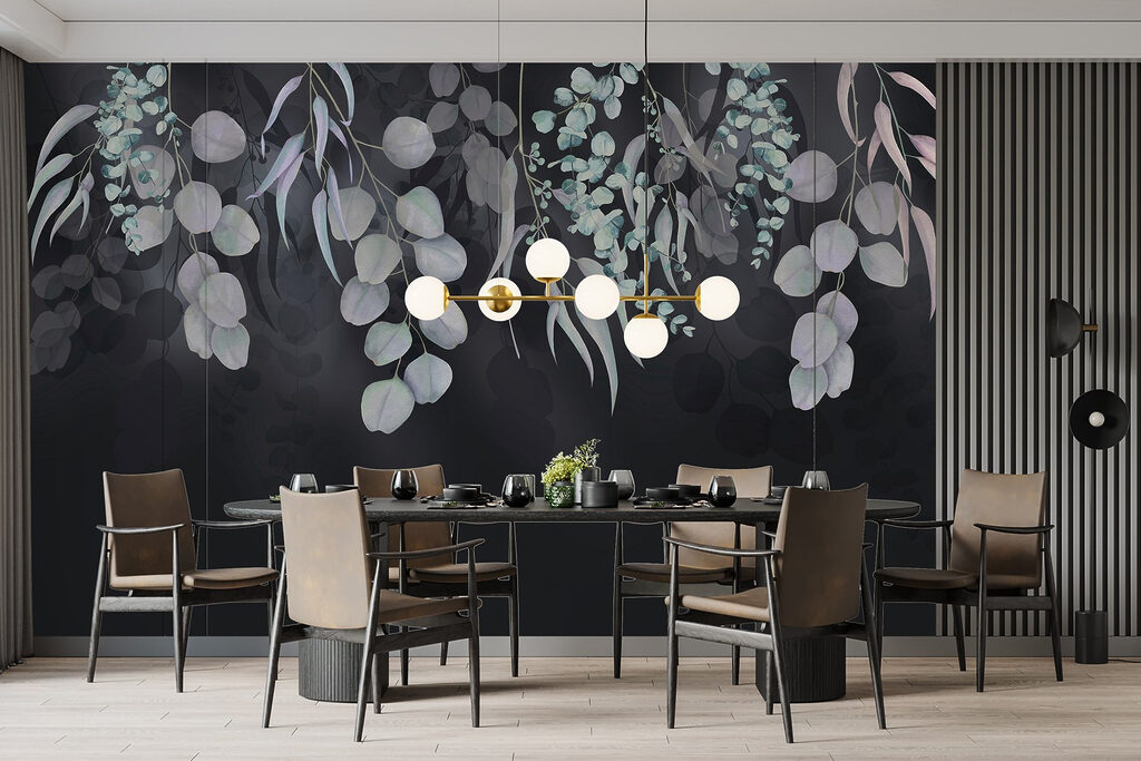 Graceful leaves against dark backdrop