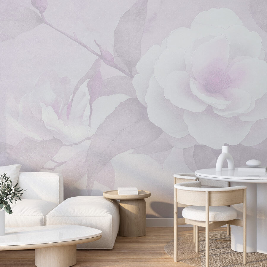 Wall murals White flower with leaves - Image 2