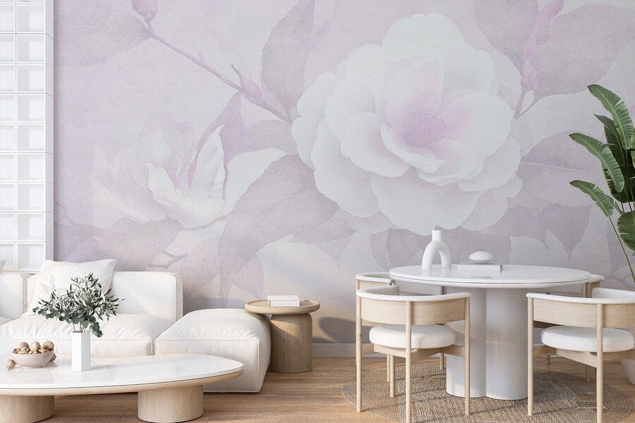 Wall murals White flower with leaves - Image 3