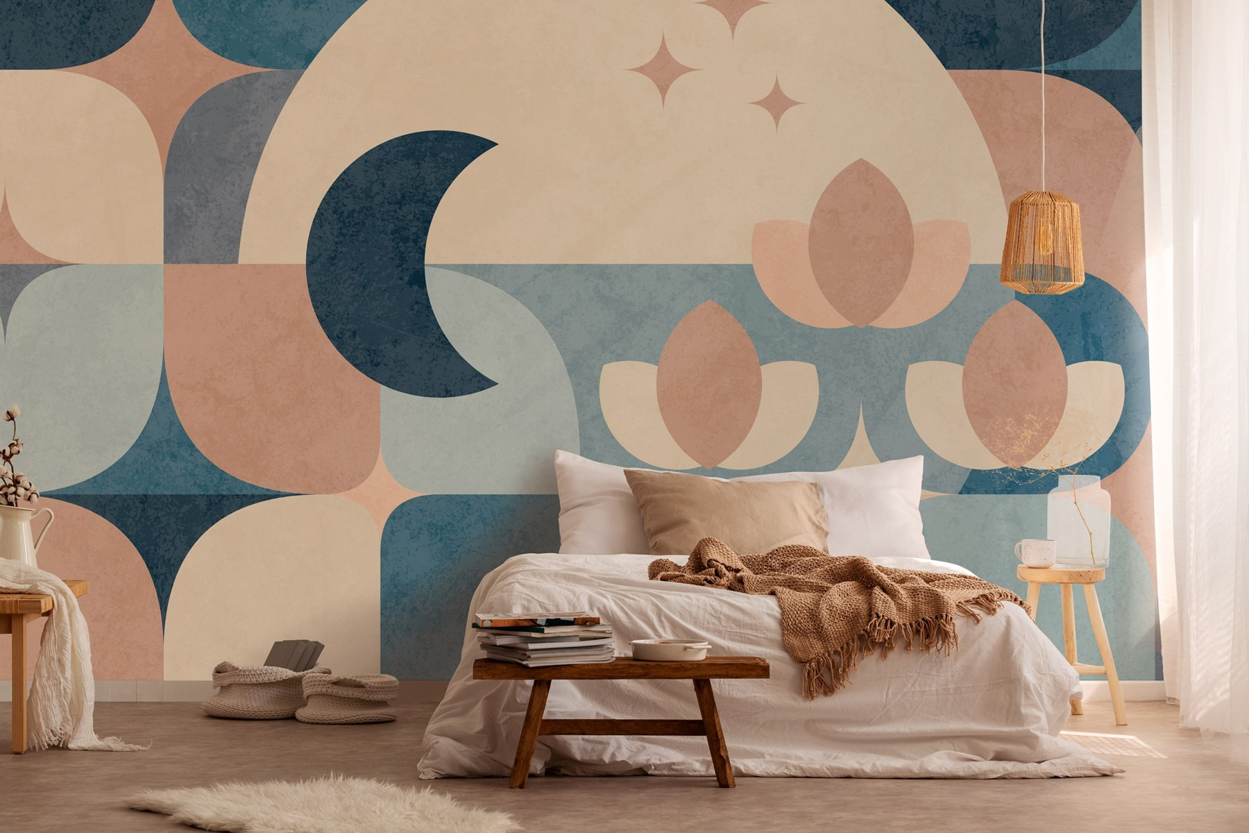 Blue and pink geometric design