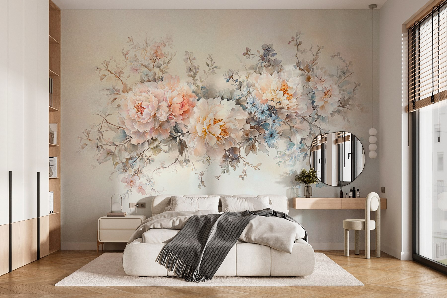Painting of flowers on a white surface Painting of flowers on a white surface