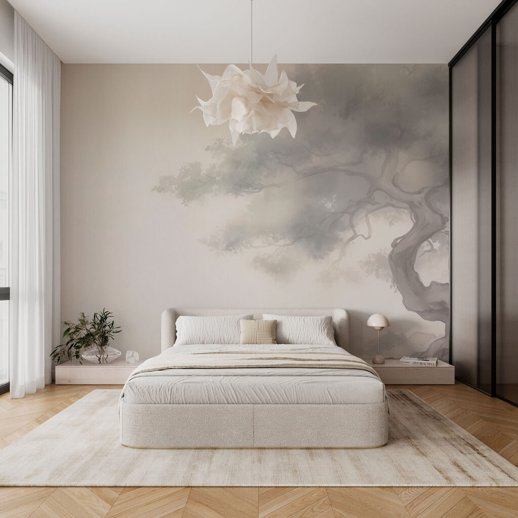 Tree with a rock in the background