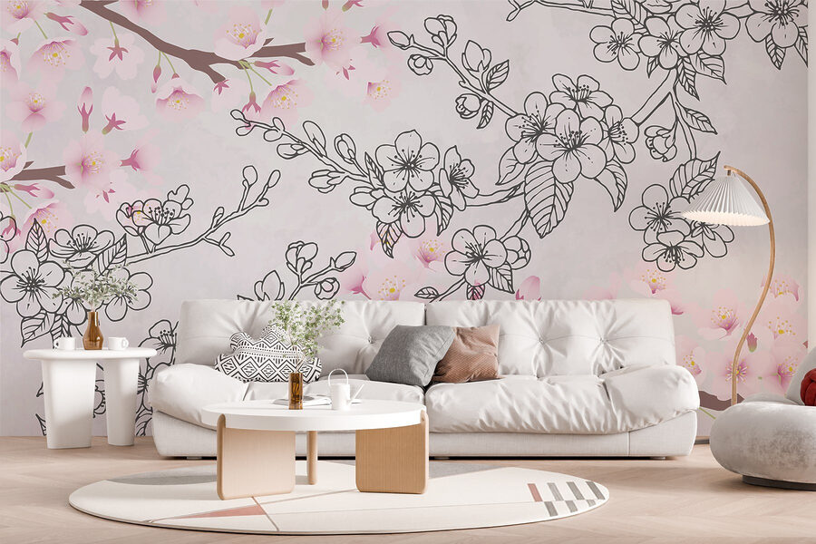 Wall murals Delicate blossoms in soft pastels