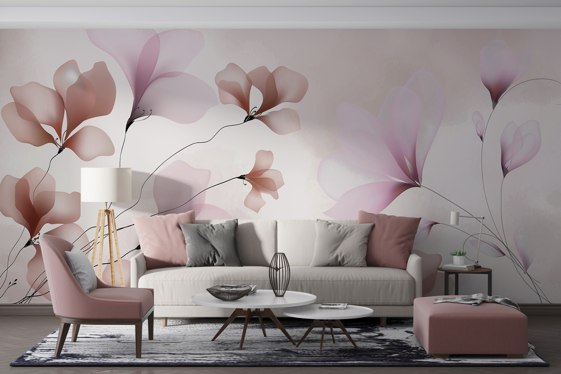 Delicate blooms in soft pastel tones