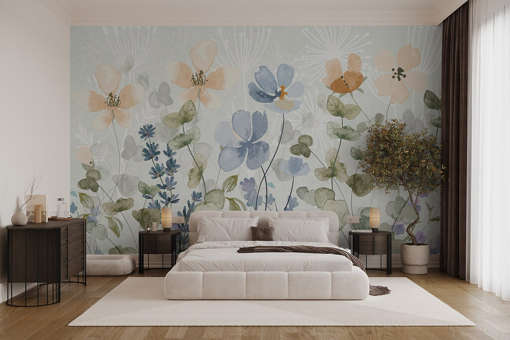 Painting of flowers and leaves Painting of flowers and leaves