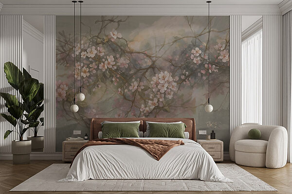 Wall murals Painting of flowers on a branch (SKU: w03815) Wall murals Wall murals Painting of flowers on a branch (SKU: w03815)