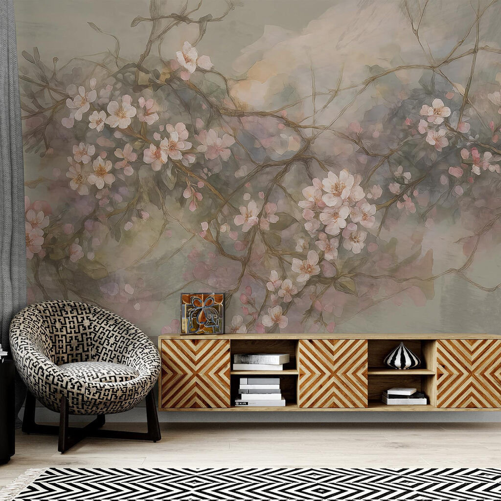 Painting of flowers on a branch Painting of flowers on a branch