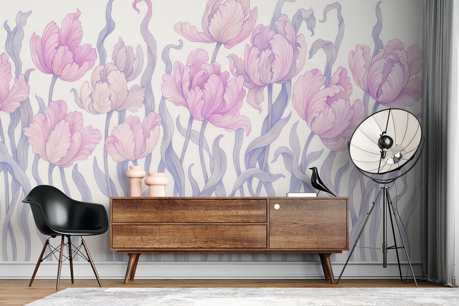Wall murals Group of purple flowers - Image 2