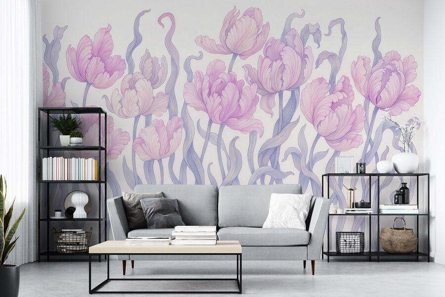 Wall murals Group of purple flowers - Image 3