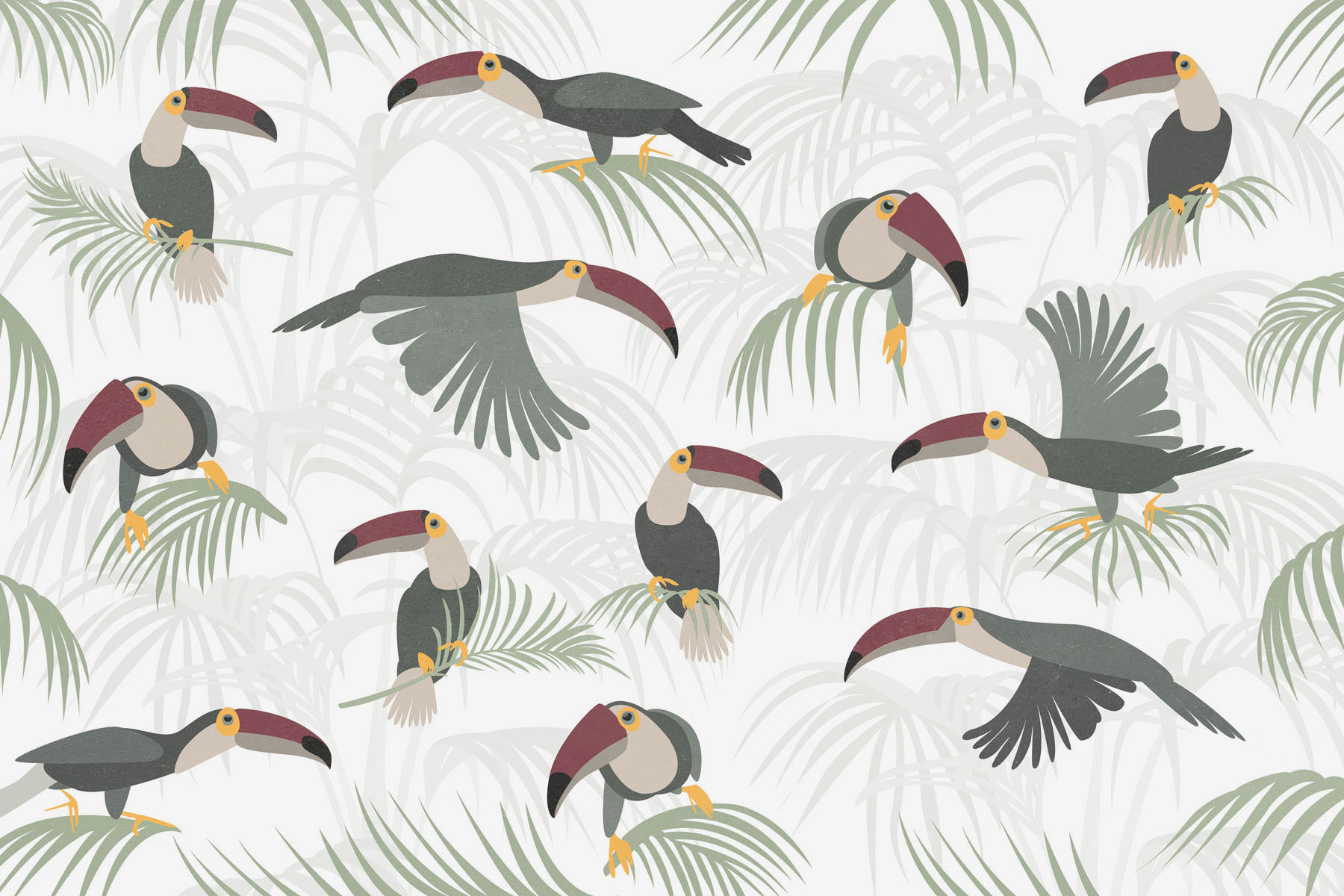 Pattern of birds and plants