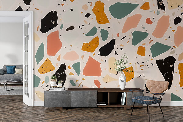 Textured surface with colorful fragments Textured surface with colorful fragments
