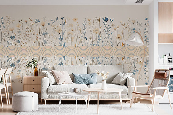 Floral pattern with blue and white flowers Floral pattern with blue and white flowers