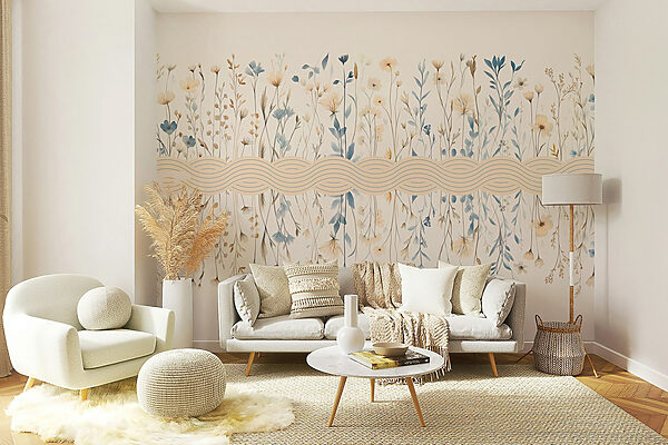 Floral pattern with blue and white flowers Floral pattern with blue and white flowers