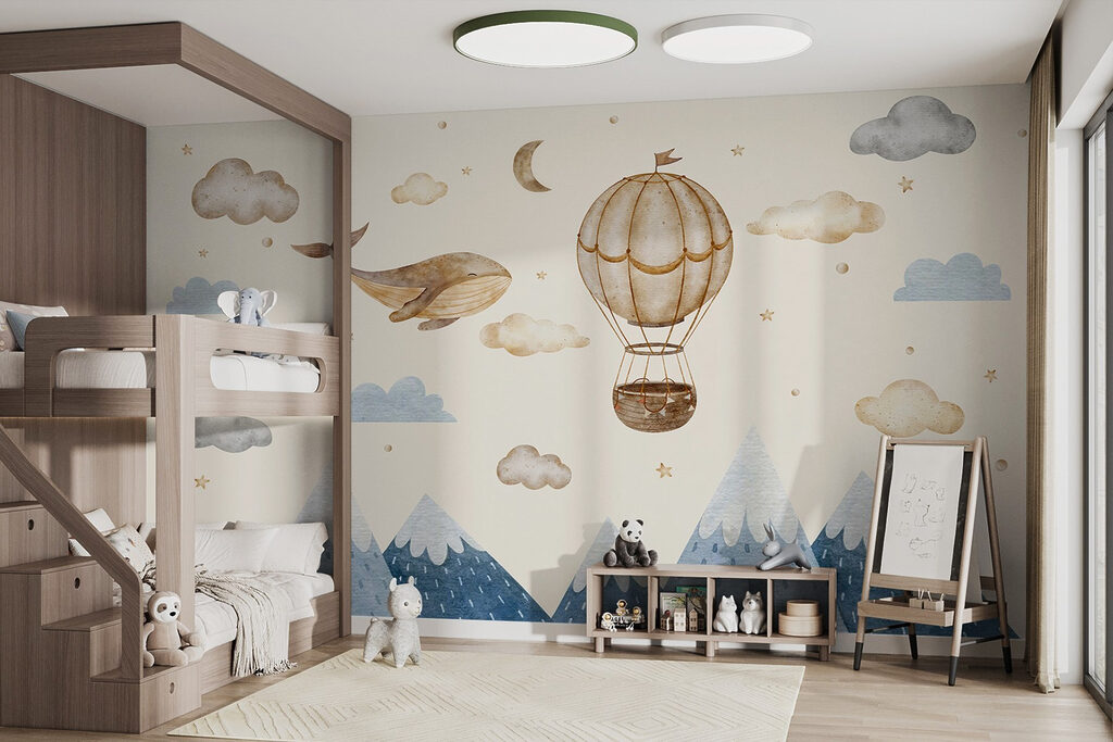 Whale and hot air balloon in the sky Whale and hot air balloon in the sky