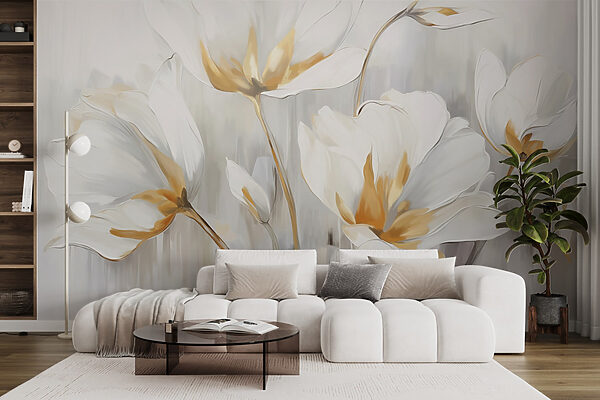 Painting of white flowers Painting of white flowers