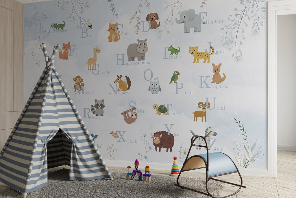 Group of animals with letters