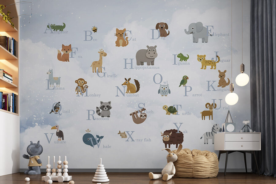 Group of animals with letters Group of animals with letters