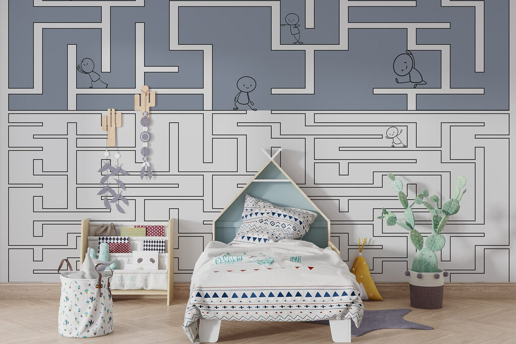 Maze with people walking on the ground