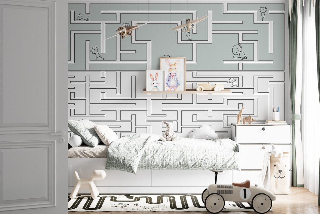 Maze with people walking through the maze