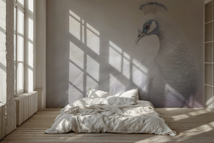 Wall murals White peacock with blue eyes