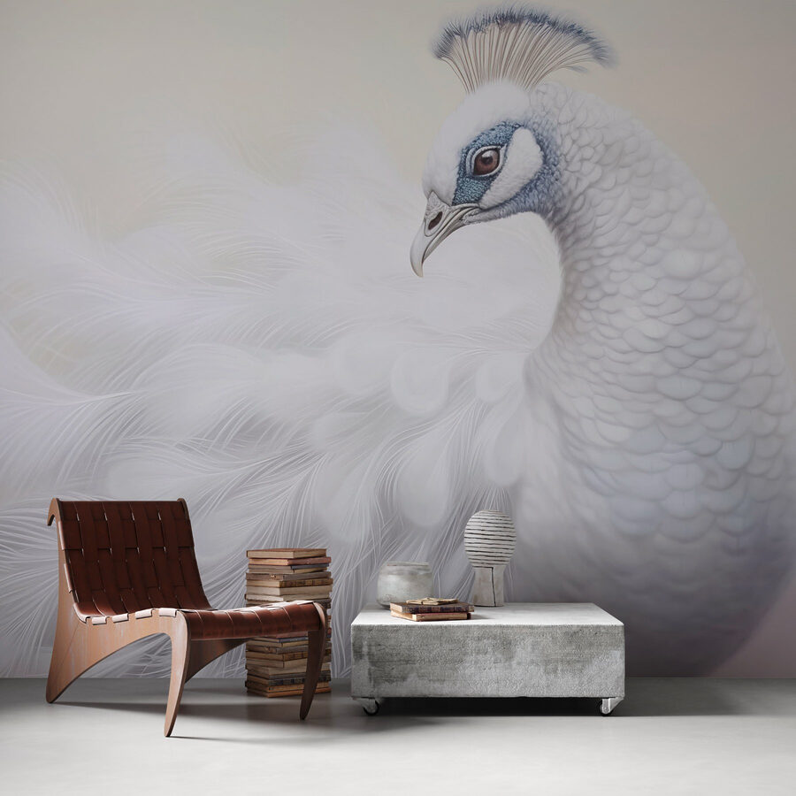 Wall murals White peacock with blue eyes - Image 2
