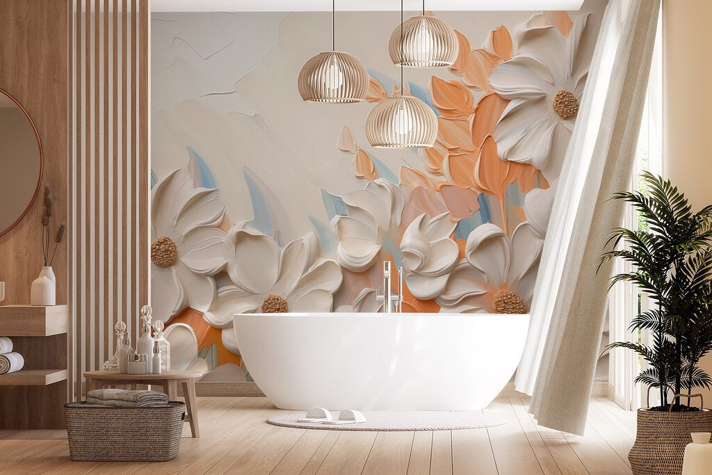 Painting of flowers on a wall