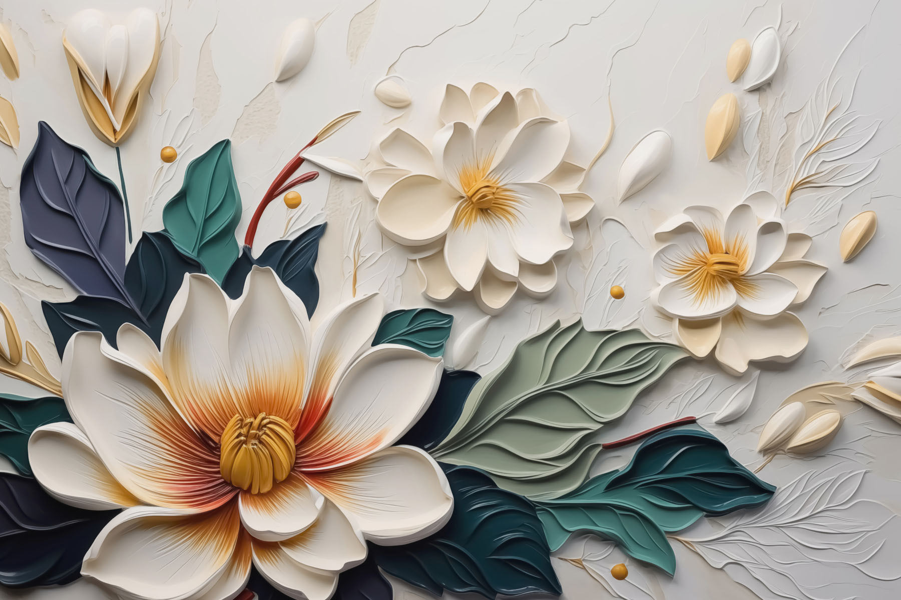 White and yellow flower with leaves White and yellow flower with leaves