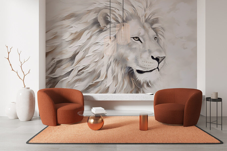 Wall murals White lion with long hair