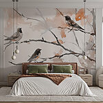Wall murals Group of birds sitting on a tree branch