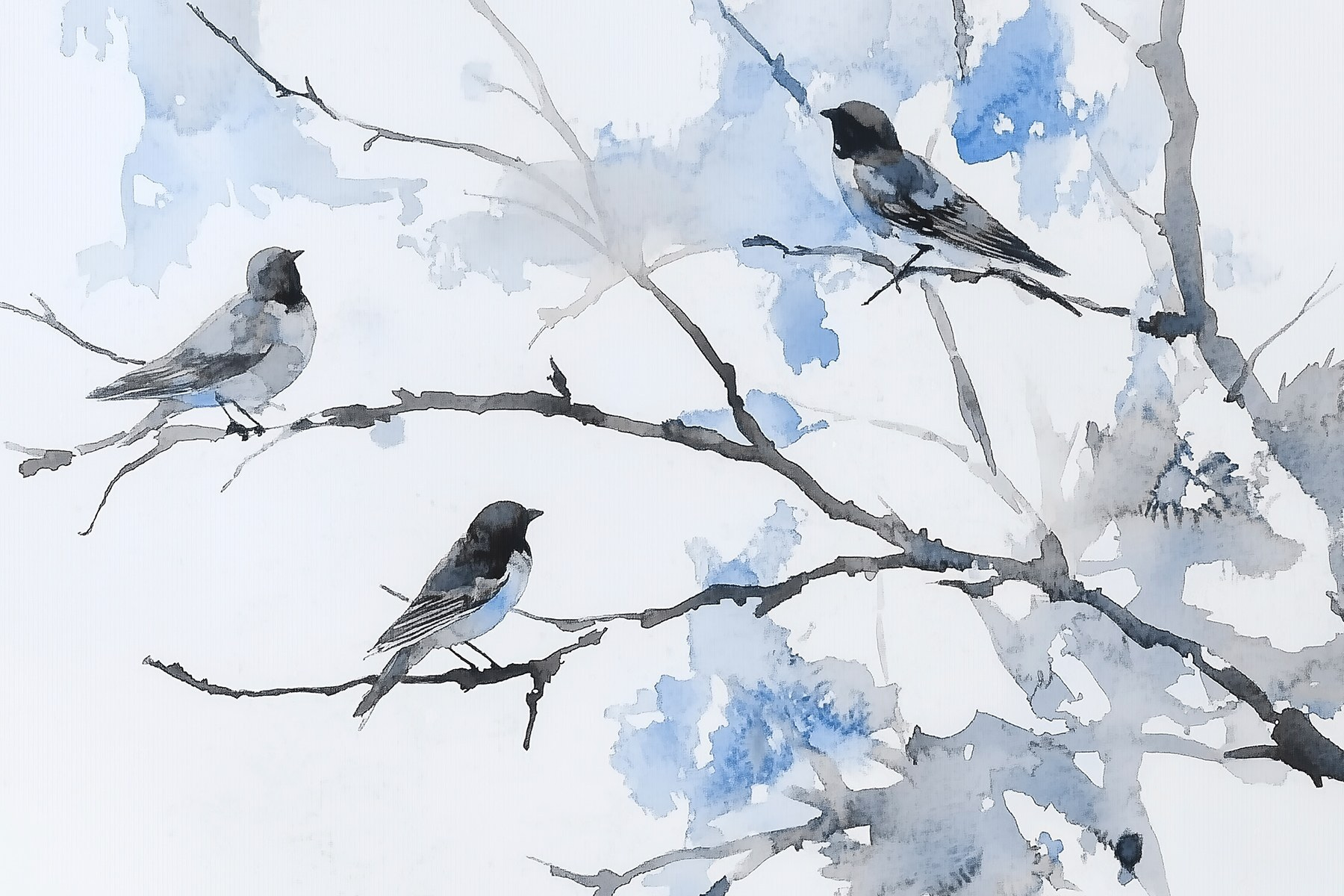 Group of birds on a tree branch