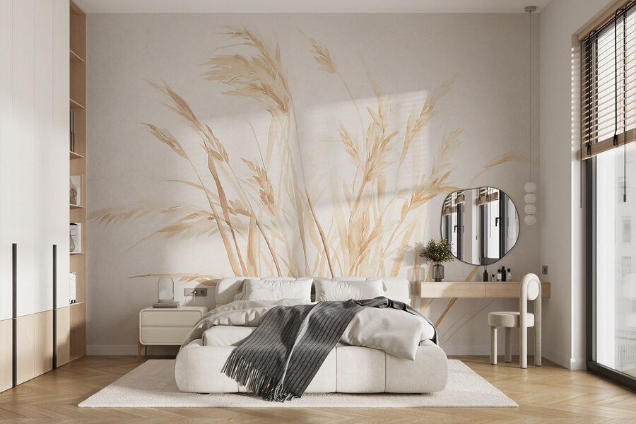 Wall murals Delicate grasses against a soft background