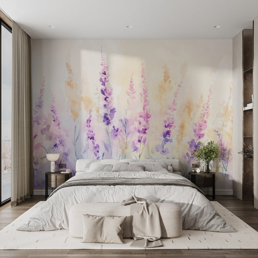 Wall murals Painting of flowers in a field