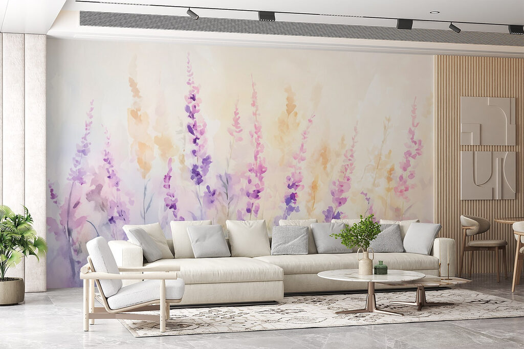 Painting of flowers in a field