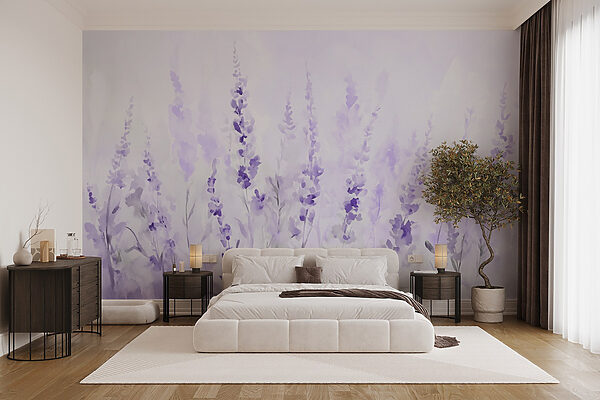 Wall murals Painting of purple flowers