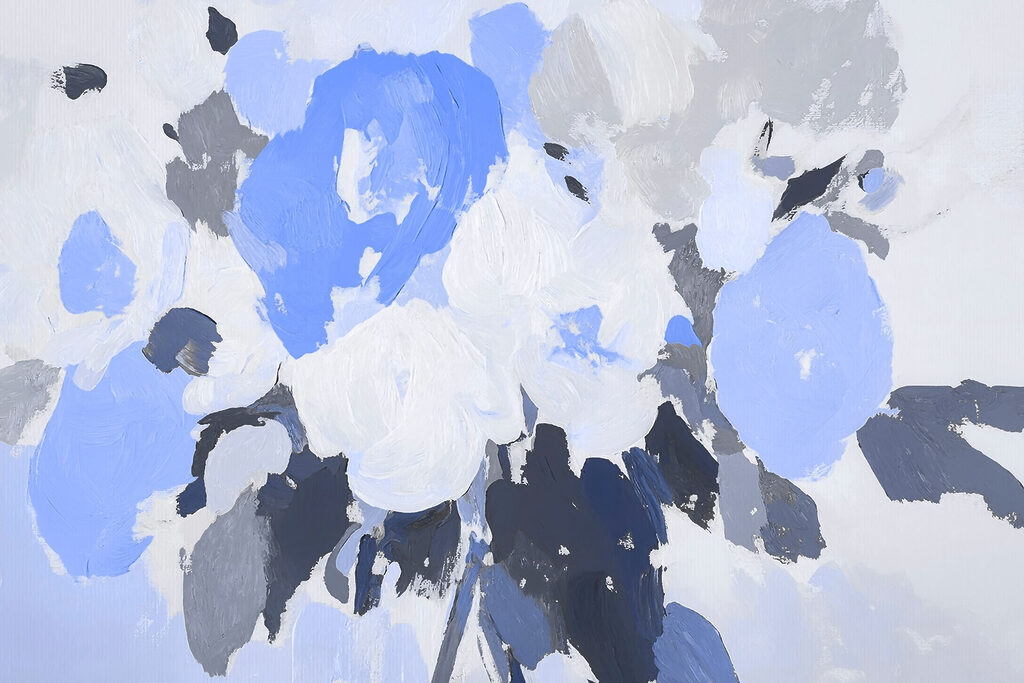Painting of flowers in blue and grey Painting of flowers in blue and grey