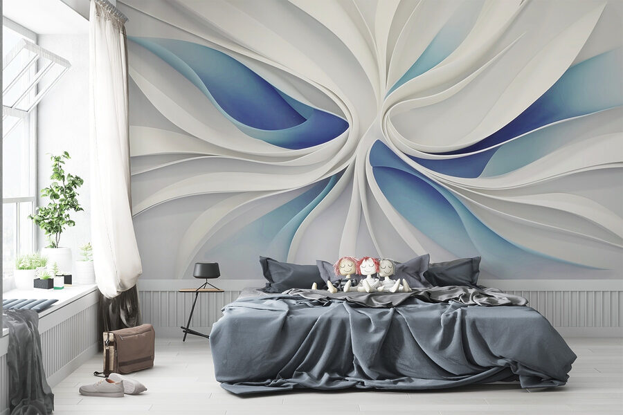 Wall murals White and blue swirls
