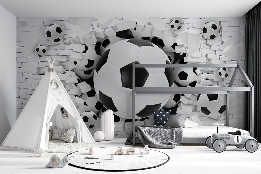 Wall murals Group of football balls in a pile of bricks - Image 10